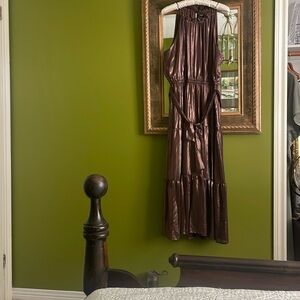 Vera Wang Elegant Brown Metallic Maxi Dress